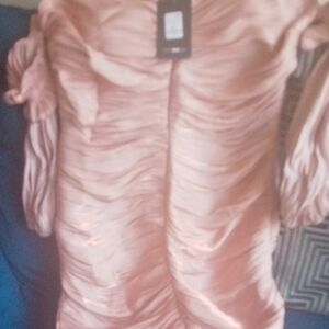 Fashion Nova Blush Satin Dress